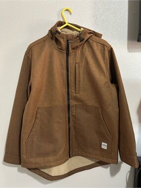 Men's Brown Hooded Shirt Jacket - Lightweight Zip Front